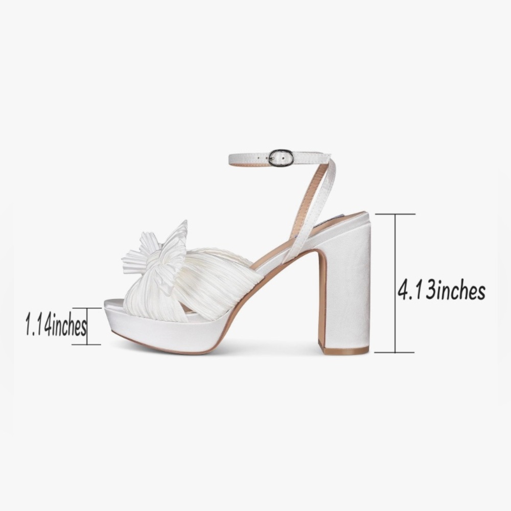 Ivory Pleated Bow Platform Bridal - Picture 2 of 8